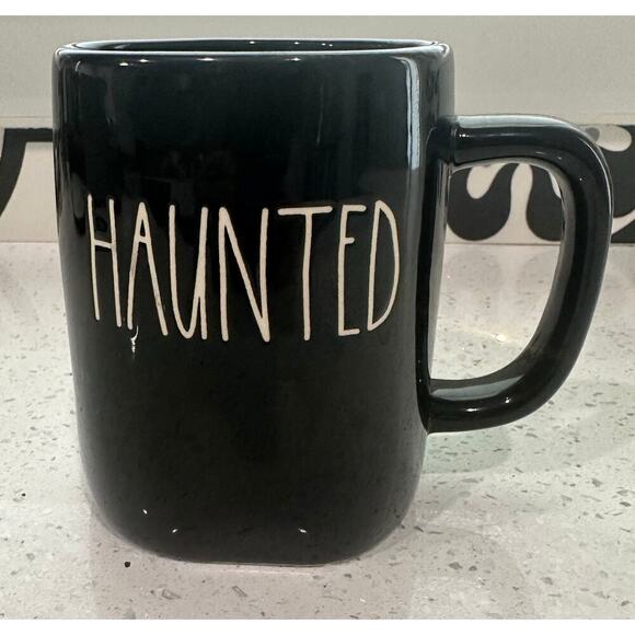 Rae Dunn Other - Rae Dunn Halloween HAUNTED Cup White and Black Coffee Tea Ceramic